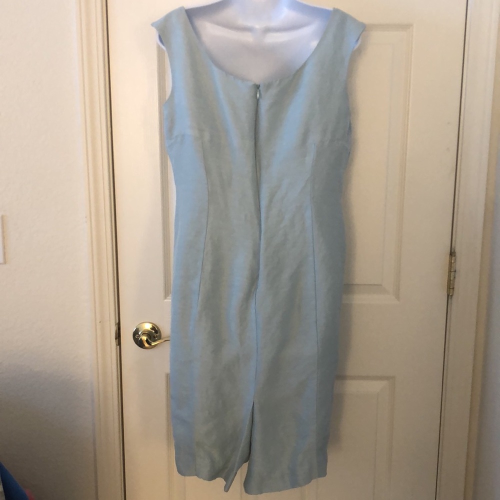 Pastel Green-Blue Sleeveless Linen Dress - Picture 16 of 16